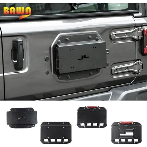 BAWA Aluminum alloy Exhaust Vent License Plate Holder Car Tailgate Spare Tire Exhaust for Jeep Wrangler JK JL 2007-2020 Accessor