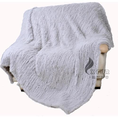 CX-D-83 Knitted Genuine Rabbit Fur Mermaid Blankets Manta Para Sofa Throw Blanket knitted large DROP SHIPPING
