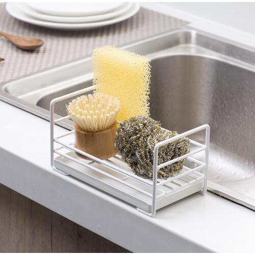 Iron Sponge Holder Kitchen Sink Organizer With Tray Sponge Holders Sundries Storage Basket Sink Holder Dish Rack