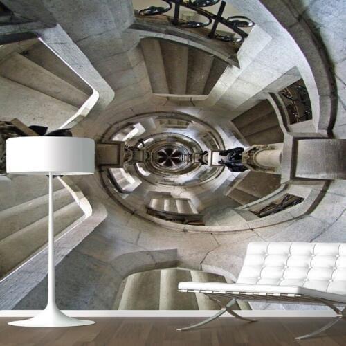 Photo wallpaper 3D Stereo Mural Rotating Western Building Stairs Wallpaper Vestel entrance Background Wall Home Decoration