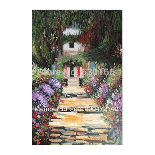 Canvas Landscape Oil Painting Garden Path at Giverny by Claude Monet Modern Art Painting Reproduction