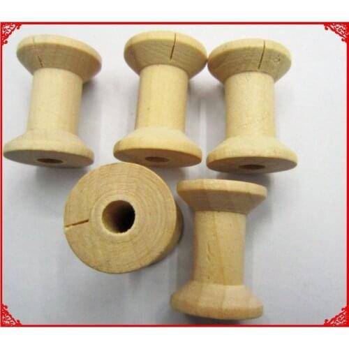 30pcs/Set wholesale 3*2.1cm Natural color Wooden Bobine Classic style DIY tool wood roll Spool 1506202
