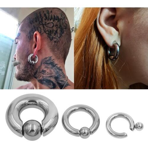 2pcs Big Stainless Steel Captive Hoop Rings BCR Eyebrow Tragus Ear Piercing Nose Closure Nipple Bar Lips Body Jewelry