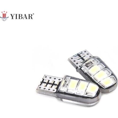 2PCS White T10 W5W 12-SMD 2835 LED Error Free Silica Light Bulbs Kit