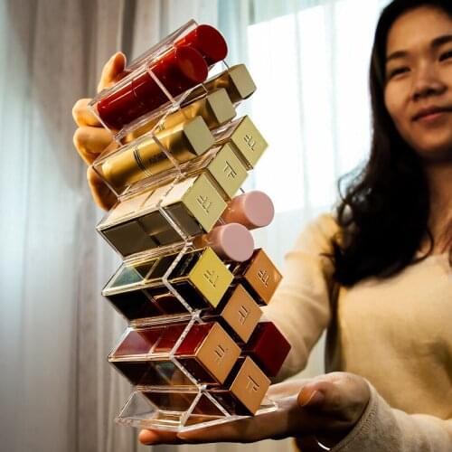 10/16/28 Grid Lipstick Storage Box Transparent Acrylic Mouth Red Lipstick Enamel Nail Polish Lipstick Storage Desktop Storage