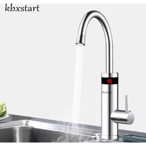 Kbxstart Kitchen Electric Instant Water Heater Tap Stainless Steel Robinet Chauffe Eau Led Faucet Grifo Electric Calentador 220V