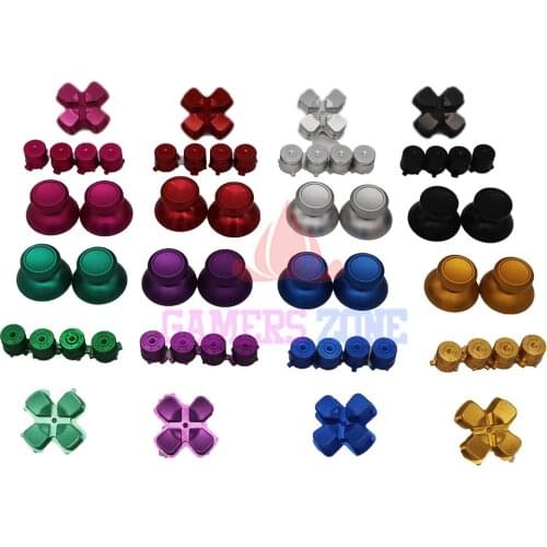 5SETS Metal thumbsticks Caps + Bullet Buttons and Chrome D-pad for PS4 Controllers