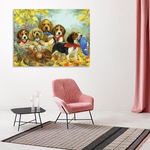 Cute Dog Frameless DIY Oil Painting By Numbers Kit Living Room Home Wall Decor