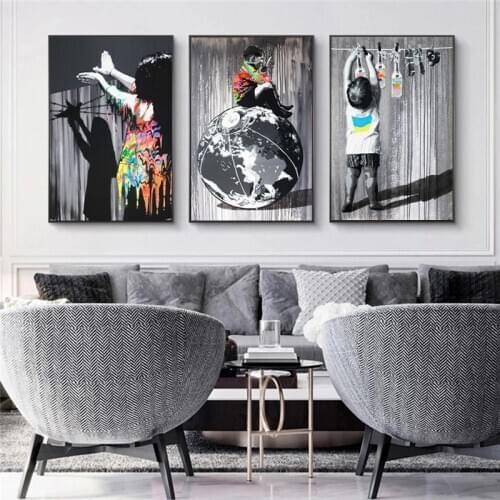 Wall Artwork Banksy Graffiti Art Canvas Painting On The Wall Art Posters Prints Wall Pictures for Living Room Home Wall Cuadros