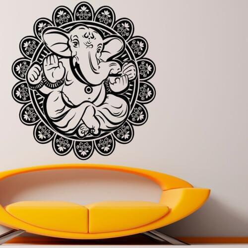 ZOOYOO Ganesha Wall Stickers Home Decor Elephant Lord Vinyl Art Wall Decal Sticker Removable Waterproof