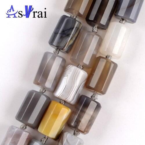 Natural Stone Bamboo Agates Stone Faceted Column Beads For Jewelry Making Spacer Loose Beads 15*10mm Diy Bracelets 15inches