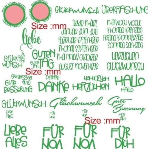 German Monday Sunday Surprise Metal Cutting Dies Stencils For DIY Scrapbooking Decoration Embossing Supplier Letter Craft Die