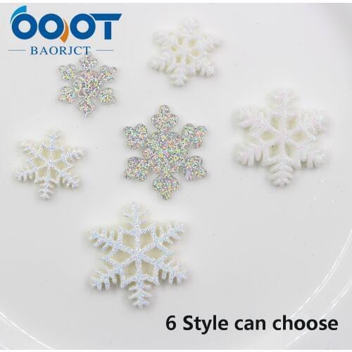 OOOT BAORJCT 20312-18,10pcs 21mm*21mm Variety Glitter snowflake decoration,Christmas decorations,DIY handmade materials