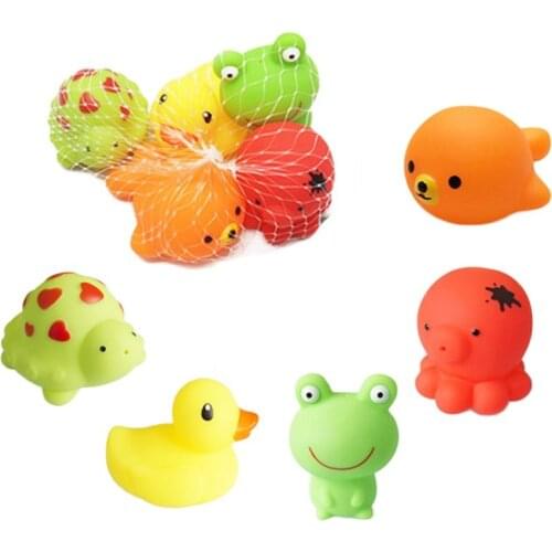 Wholesale 50pcs/lot Soft baby bath toys cartoon animals Frog Tortoise Duck model Water Spraying Toys for kids