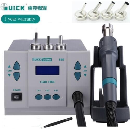 Original 1000W QUICK 861DW Heat Gun Lead Free Hot Air Soldering Station Microcomputer Temperature Rework Station+7nozzle 220/110