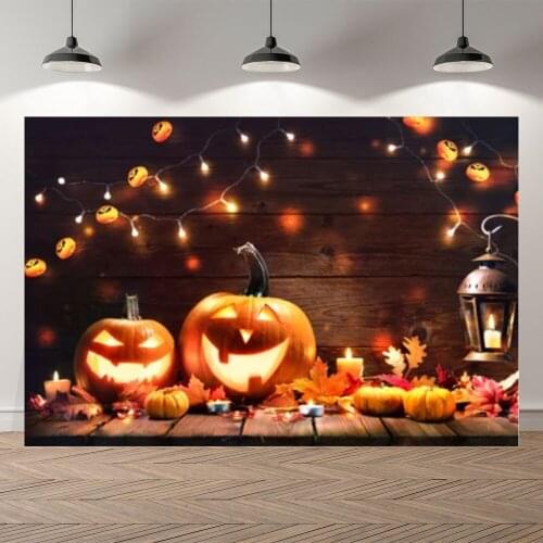 Seekpro Autumn Halloween Pumpkin Bokeh Light Deco Children Photography Background Photographic Backdrop For Photo Studio Shoot