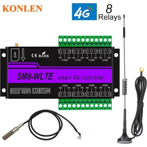 SM8 4G GSM Relay Power Switch Remote Temperature Humidity Controller Sensor App SMS Call Window Gate Opener Greenhouse Brewery