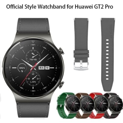 22mm Business Replacement Strap Genuine Leather Watchband For Huawei Watch GT 2 Pro Wristband Fashion Men Leather Sport Bracelet