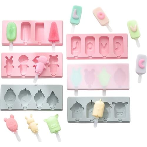 Silicone Ice Cream Mold With Cover DIY Household Ice Cream Mould Popsicle Maker Ice Cube Tray for Candy Decoration Dessert Molds