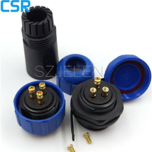 SP2110/P3-S3, 3 pin Waterproof and dustproof connector IP68, Electrical power panel mount connector, LED fixed plug connector