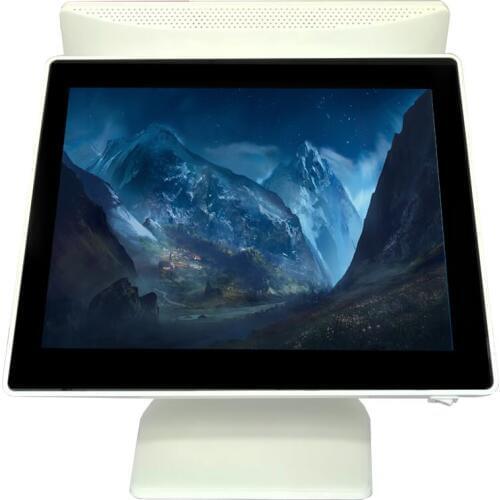 High quality POS system for retailers 15+15'' dual screen touch screen white POS machine POS terminal cash register fanless POS