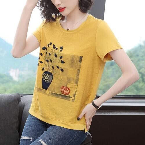 Women Spring Summer Style Top Tees T-Shirts Lady Casual Short Sleeve O-Neck Tshirts Tops ZZ0211