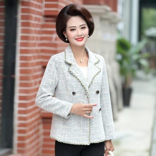 Slim fit suit casual retro temperament jacket for fashion women plaid crop buckle lapel double-breasted ladies blazer plus size