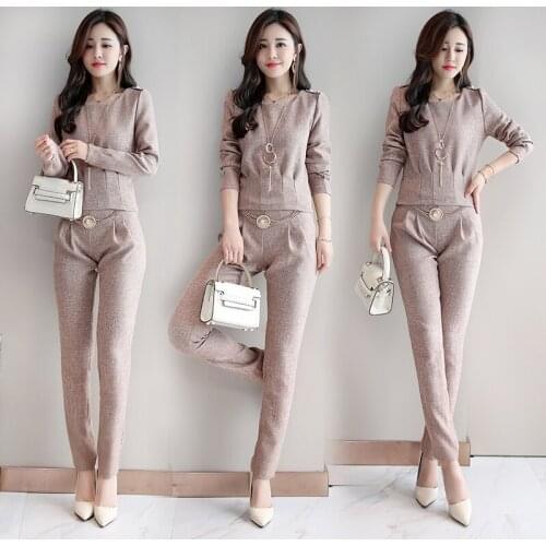 2 piece outfits for womens set women Slim pants suit top and Harem pants two-piece tide 2 piece set women two piece set women