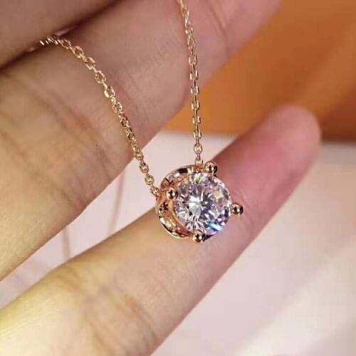 925 Sterling Silver 1.5 Carat Pendant 14k Rose Gold Plating Necklace For Women Luxury Temperament Dress Jewelry Fine Jewelry