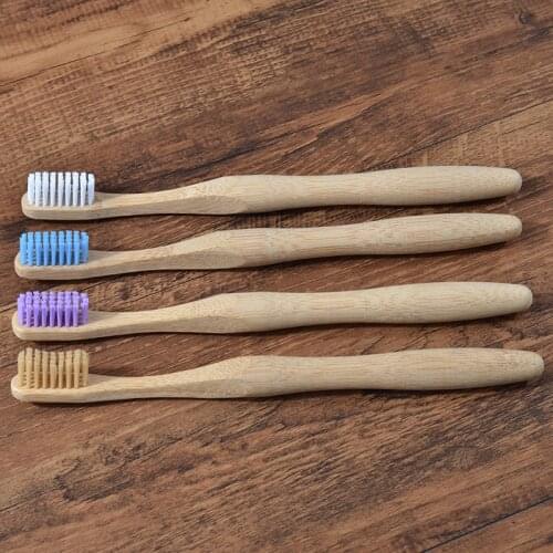1Pc Eco Friendly Tooth Brush Bamboo Toothbrush Soft Fiber Bristles Oval Bamboo Handle Minimalist Design Vegan Toothbrushes