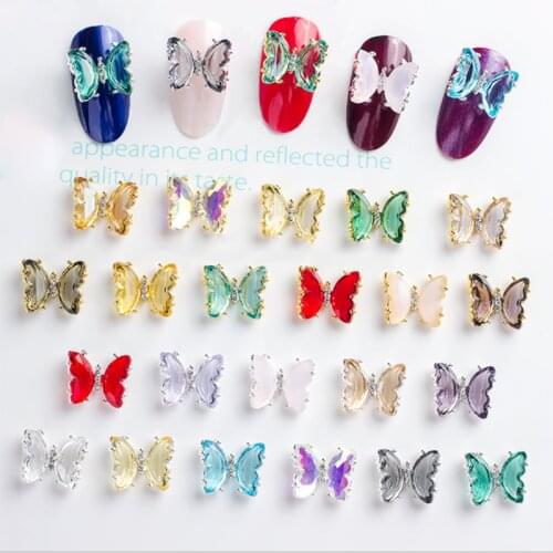 10 /15 /20Pcs Aurora Butterfly Nail Art Decorations Colorful 3D Flying Butterfly Zircon Nail Ornaments DIY Manicure Accessories