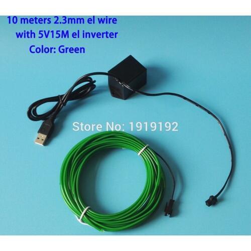 10Meters Blue EL Wire Tube Rope Flexible Neon Cold Light Car Party Wedding Decoration Powered By DC-5V Steady on Driver