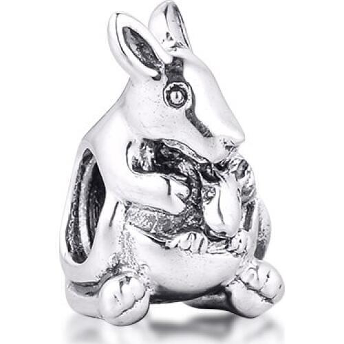 100% 925 Sterling Silver Beads Kangaroo & Baby Charms Fit Original Pandora Bracelet Women DIY Jewelry Making Gift Kralen