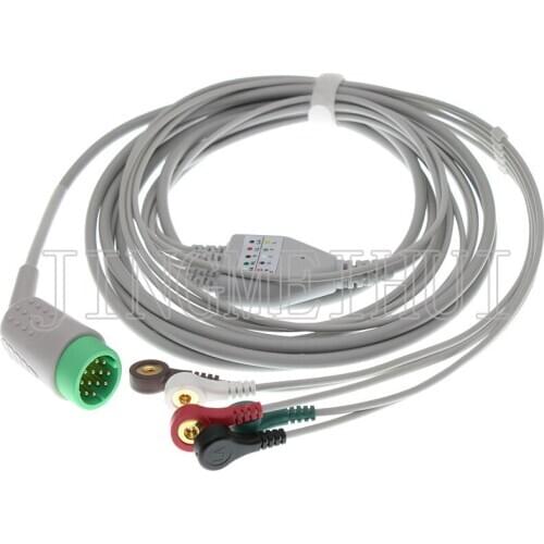 12pin ECG EKG 3/5 leads one-piece cable and electrode leadwire for MEDTRONIC Lifepak 12/20 /120