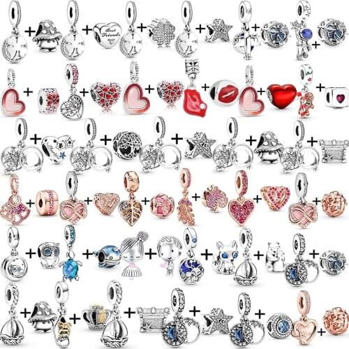 2Pcs Silver Color 45 Styles Animal Beads Pendant Fits DIY Brand Charm Bracelets Necklace For WomenMen Kids Jewelry Special Offer