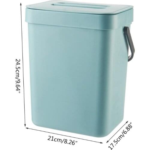 2021 Household Cabinet Door 5L Wall-mounted Small Trash Can Plastic Small Trash Can with Lid Mountable Basket Bucket Hanging Bin