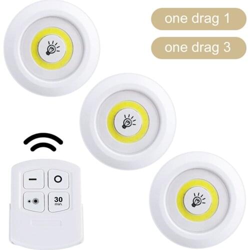 3W Cob LED Wireless Remote Control Light Super Bright Dimmable Wardrobe Night Lamp Home Bedroom Closet Kitchen Emergency Light