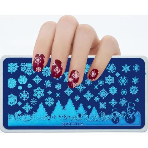 4PCS/LOT Christmas Nail Art Stamping Template- Christmas Santa Reindeer Snowflake Snowmen Tree Bell Stockings Stamp Templates