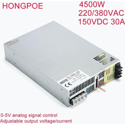 4500W 150V Power Supply 0-150V Adjustable Power 0-5V Analog Signal Control 220V 380V AC to DC 150V 30A High Power Transformer