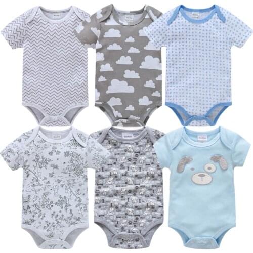 6PCS Newborn Baby summer rompers 100% Cotton Infant Body Short Sleeve baby Jumpsuit Cartoon ropa bebe Baby Boy Girl clothes