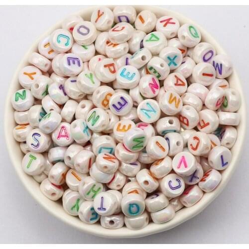 7mm Mixed Color AB Letter Acrylic Beads Round Alphabet Spacer Beads For Jewelry Making DIY Crafts Scrapbooking Decoration