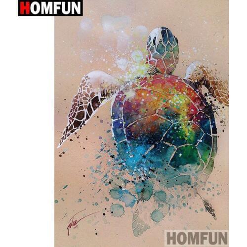 HOMFUN Diy Diamond Painting Cross Stitch Set "Turtle scenery" Home Decor Square Round Diamond Embroidery 5D Needlework A08054