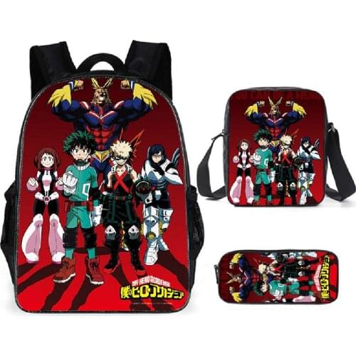 Anime My Hero Academia Print 3D Mochila Feminina Sets Kids Boys Casual Schoolbags With Pencil Bag Children 3pcs Backpack Satchel