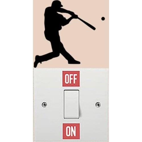 Baseball Player Bedroom Light Switch Sticker Home Decor Wall Decal 6SS0476