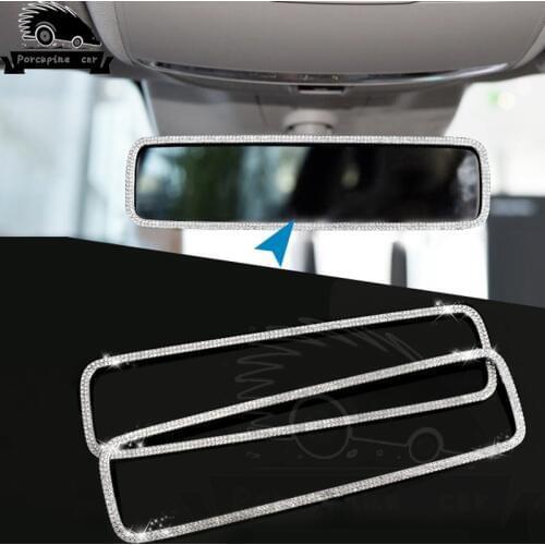 Diamonds Car Styling For Mercedes Benz N E class e200 e300 Inner Rearview Rear View Mirror Sticker Trim Cover Accessories