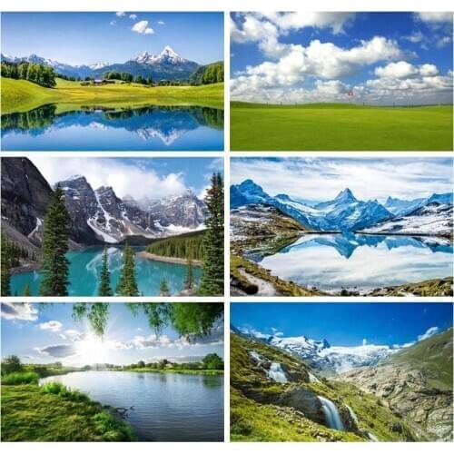 Laeacco Sky Snow Mountain Lake Scene Backdrops For Portrait Photography Backgrounds Vinyl Decoration For Photo Studio Photophone