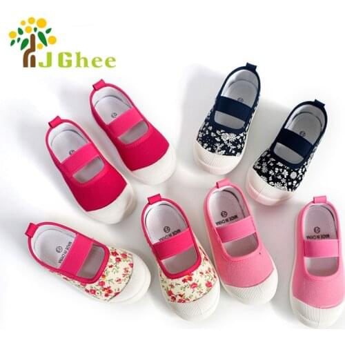 J Ghee 2021 Spring Autumn Baby Girl Shoes Kids Canvas Shoes Childrens Casual Sneakers Candy Color Flowers For Girls EU 21-30