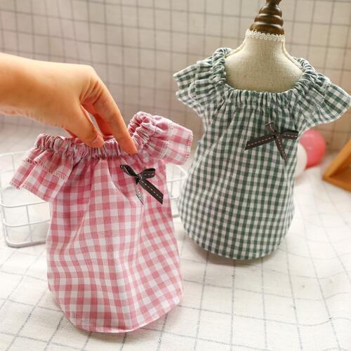 Plaid Cotton Bows Pet Shirts Clothing For Small Medium Animal Puppies Dogs Summer Spring Cat Costumes Fresh Outfit Yorkie Pugs