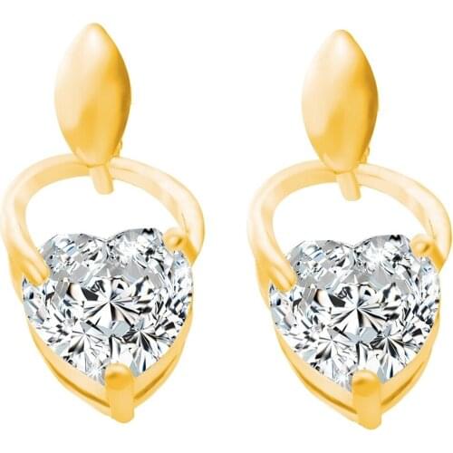 Love & Annie Cute Gold Color Stud Earrings Love Heart CZ Earrings for Women Girls Gift Small Earring Jewelry