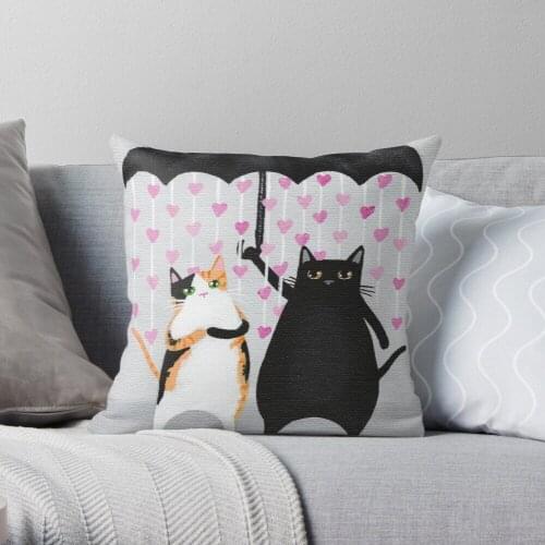 Love Rains Down Cats Throw Pillow Cushion Cover Polyester throw pillows case on sofa home living room car seat decor 45x45cm